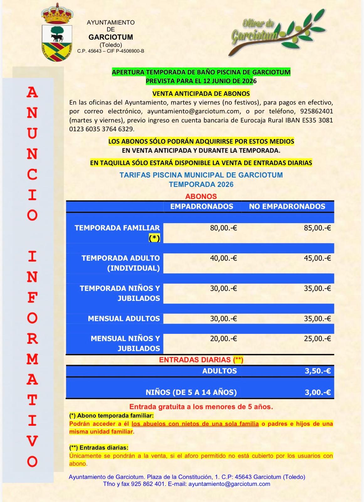 APERTURA PISCINA GARCIOTUM 2026