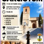Cartel del XV Torneo de Ajedrez Garciotum 2026: fondo con una iglesia de piedra y piezas de ajedrez, y el texto con fecha (17 de octubre), lugar, categorías y premios.